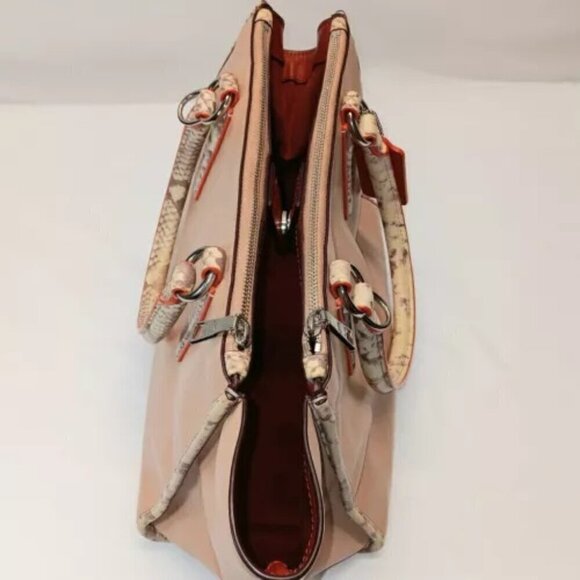 Coach F11751 Crosby Carryall Tote Nude Pink Multi Python Embossed Leather GUC - Picture 11 of 15
